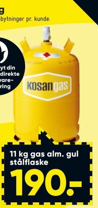 Bilka 11 Kg Gas Alm. Gul Stålflaske tilbud