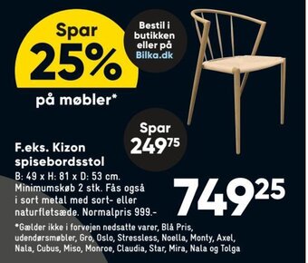 Bilka F. Eks KIzon Spisebordsstol tilbud