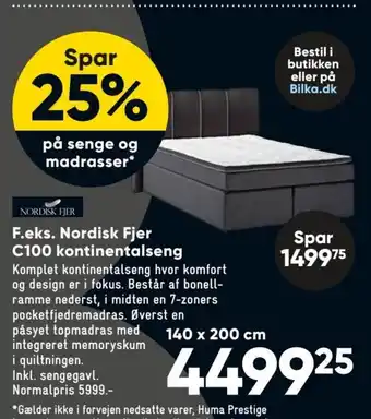 Bilka F. eks Nordisk Fjer C100 Kontinentalseng tilbud