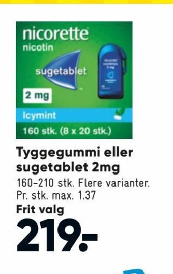 Bilka Tyggegummi eller Sugetablet 2mg tilbud