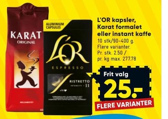 Bilka L'Or Kapsler Karat Formalet eller Instant Kaffe tilbud