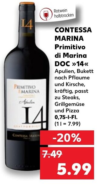 Kaufland Contessa Marina Primitivo di Marina DOC tilbud