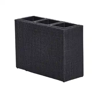 Plantekasse m. 3 rum, molise, rattan, sort