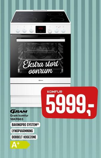 Skousen Gram komfur 16kp663 tilbud