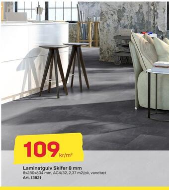 Byggmax Laminatgulv skifer 8 mm tilbud