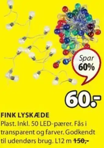 JYSK Fink Lyskæde 50 Led L12 m tilbud