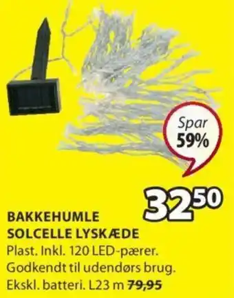 JYSK Bakkerhumle Solcelle Lyskæde tilbud