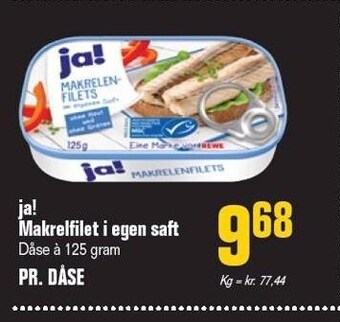 Otto Duborg Ja! makrelfilet i egen saft tilbud