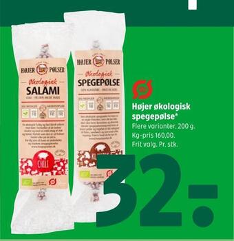 Coop 365 Højer økologisk spegepølse tilbud