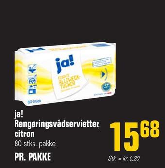 Otto Duborg Ja! rengøringsvådservietter, citron tilbud