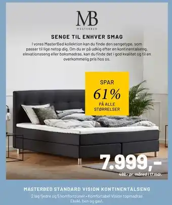 Drømmeland Masterbed standard vision kontinentalseng tilbud