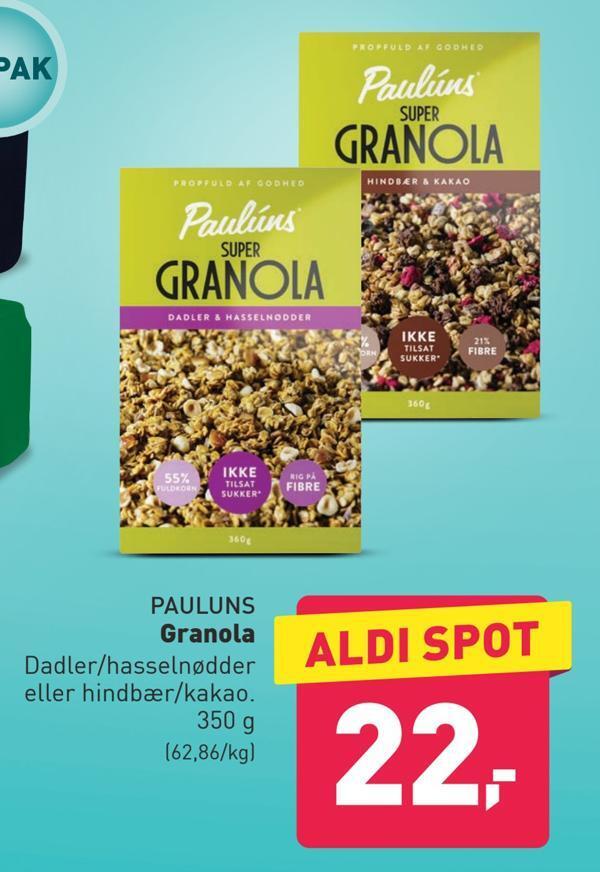Granola tilbud hos ALDI