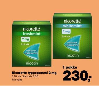 Kvickly Nicorette tyggegummi 2 mg tilbud