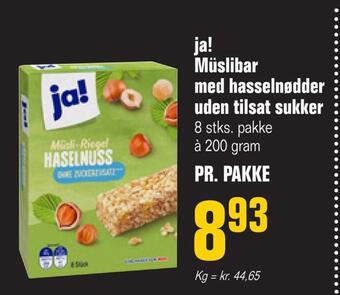 Poetzsch Padborg Ja! müslibar med hasselnødder uden tilsat sukker tilbud