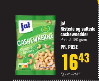 Poetzsch Padborg Ja! ristede og saltede cashewnødder tilbud