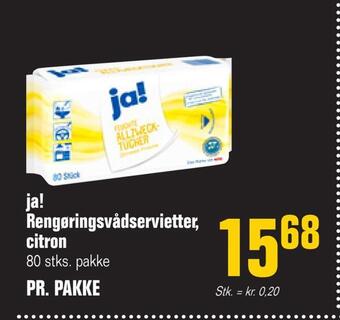 Ja! rengøringsvådservietter, citron