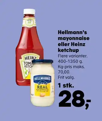 SuperBrugsen Hellmann's mayonnaise eller heinz ketchup tilbud