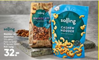 Bilka Nødder eller mandler tilbud