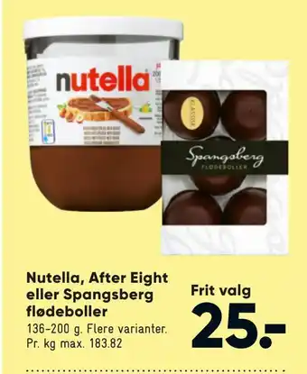 Bilka Nutella, after eight eller spangsberg flødeboller tilbud