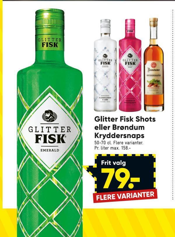 Glitter fisk shots eller brøndum kryddersnaps tilbud hos Bilka
