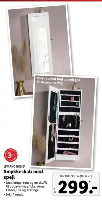 Smykkeskab med spejl