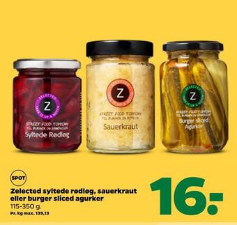 Netto Zelected syltede rødløg, sauerkraut eller burger sliced agurker tilbud