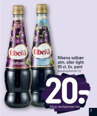 Ribena solbær alm. eller light