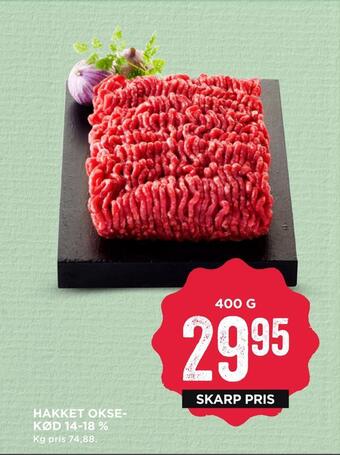 MENY Hakket okse- kød 14-18 % tilbud