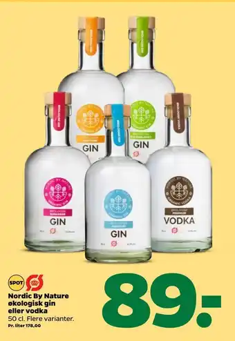 Netto Nordic by nature økologisk gin eller vodka tilbud