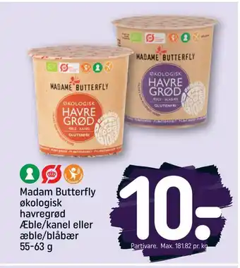 REMA 1000 Madam butterfly økologisk havregrød æble/kanel eller æble/blåbær tilbud