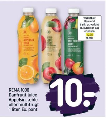 REMA 1000 Rema 1000 danfrugt juice appelsin, æble eller multifrugt tilbud