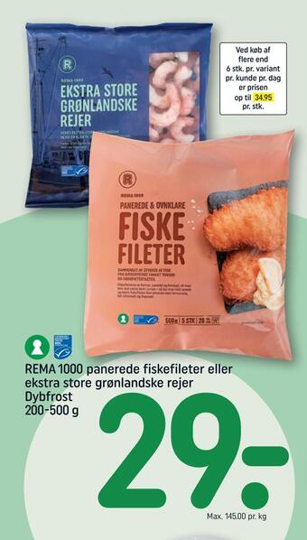 REMA 1000 Rema 1000 panerede fiskefileter eller ekstra store grønlandske rejer tilbud