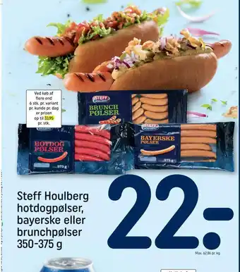 REMA 1000 Steff houlberg hotdogpølser, bayerske eller brunchpølser tilbud