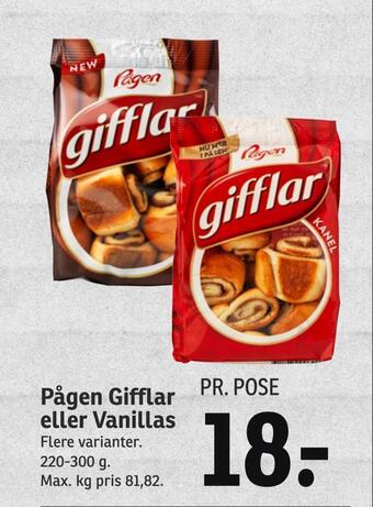 SPAR Pågen gifflar eller vanillas tilbud