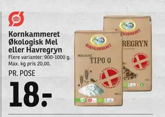 SPAR Kornkammeret økologisk mel eller havregryn tilbud