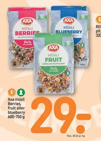 Axa müsli berries, fruit eller blueberry