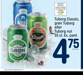 REMA 1000 Tuborg classic, grøn tuborg eller tuborg nul tilbud