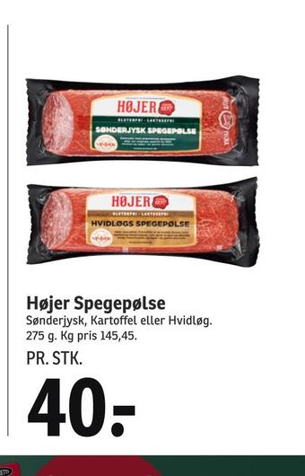 SPAR Højer spegepølse tilbud
