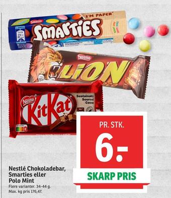 SPAR Nestlé chokoladebar, smarties eller polo mint tilbud