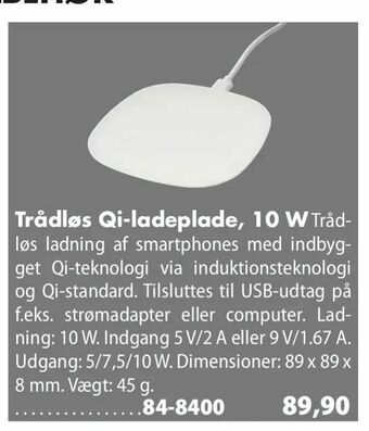 Trådløs Qi-ladeplade, 10 W
