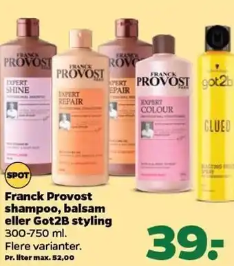 Netto Franck provost shampoo, balsam el. got2b styling tilbud