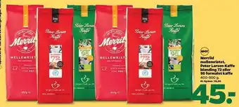 Netto Merrild mellemristet, peter larsen kaffe blanding 72 el. 95 formalet kaffe tilbud