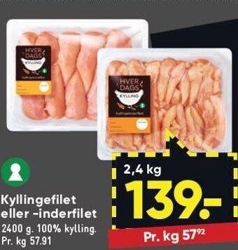 Bilka Kyllingefilet el. -inderfilet tilbud
