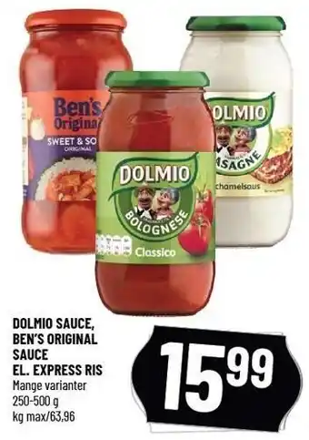 Løvbjerg Dolmio sauce, ben's original sauce el. express ris tilbud