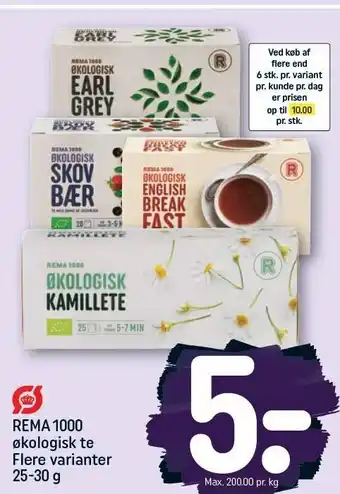 REMA 1000 Rema 1000 økologisk te, flere varianter 25-30 g tilbud