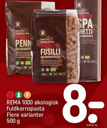 REMA 1000 Øko. fuldkornspasta tilbud