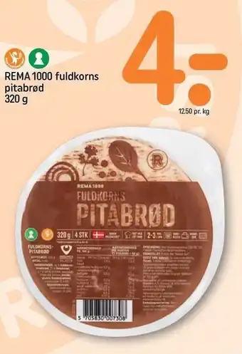 REMA 1000 Fuldkorns pitabrød tilbud