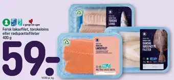 REMA 1000 Fersk laksefilet, torskeloins el. rødspættefileter tilbud