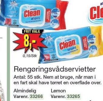 Rengøringsvådservietter