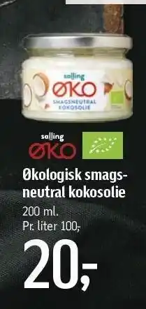 Økologisk smagsneutral kokosolie